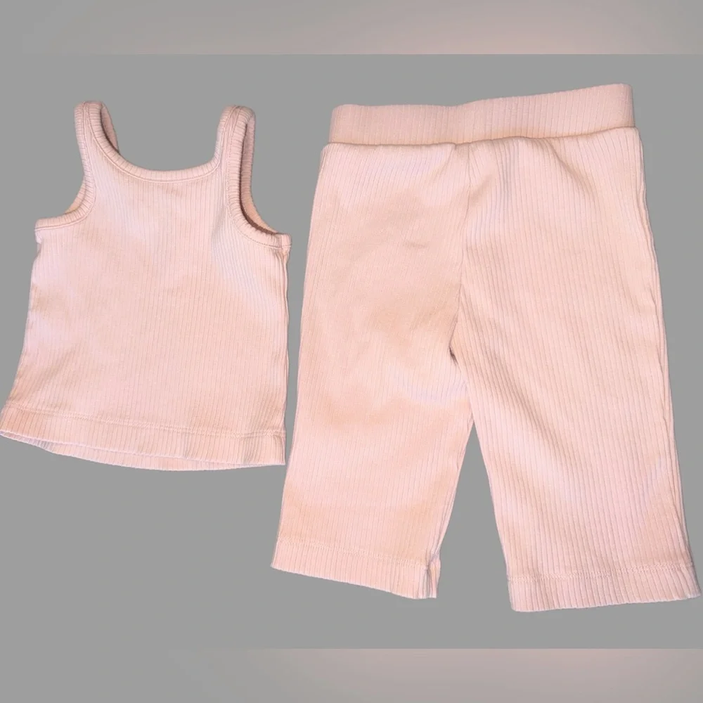 Ribbed Tank & Relaxed Bottoms Set | Toddler Girl | 12 Months | 2 Sets | Like New - Picture 2 of 5